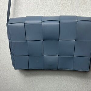 Isadora Sky Blue Woven Leather Shoulder Bag. Made In Italy. Brand New